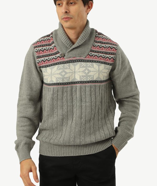 Pull Col Châle CHAPS Gris